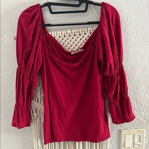 Nation LTD Scarlet Blouse with Gathered Sleeves